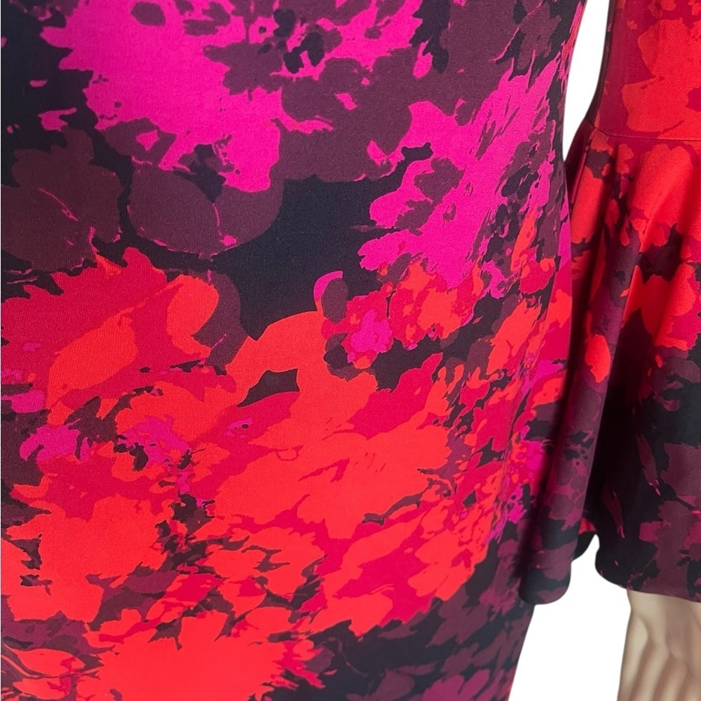 FRANK LYMAN design red/black Floral Bell-Sleeve
Sheath Dress dress size 4 - Picture 12 of 13
